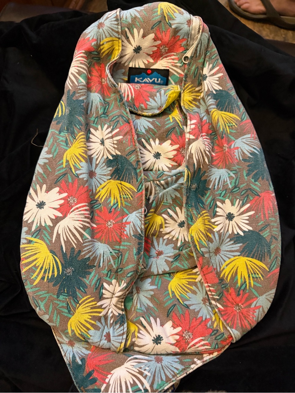 Kavu Floral Sling Bag in Yellow, White, Coral & Light Blue